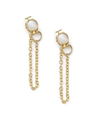 Zoë Chicco 14K Yellow Gold Draped Chain and Opal Stud Earrings