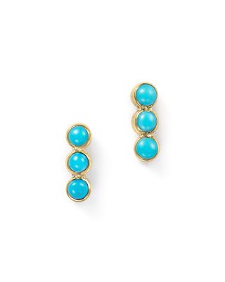 Zoë Chicco 14K Yellow Gold Triple Bezel Turquoise Stud Earrings 