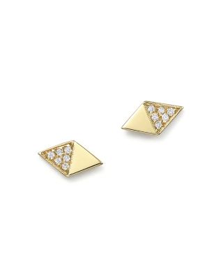 Zoë Chicco 14K Yellow Gold Half Pavé Diamond Shape Stud Earrings