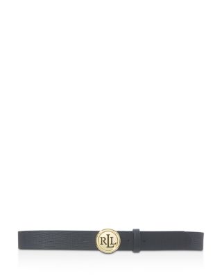 Lauren Ralph Lauren Saffiano Round RLL Plaque Belt