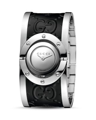 Gucci Twirl Stainless Steel and Leather Bangle Watch, 23.5 mm