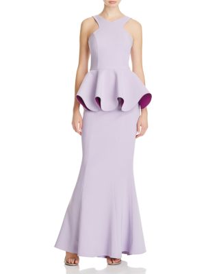 Maria Bianca Nero Ruffled Peplum Gown