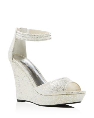 Caparros Chablis Metallic Ankle Strap Wedge Sandals