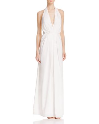 Jill Jill Stuart Silk Plunging Halter Gown