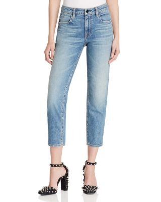 T by Alexander Wang Ride Straight Crop Jeans in Light Indigo Aged