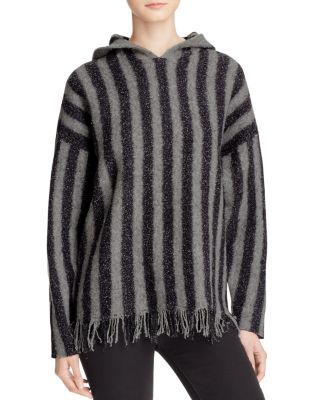 T by Alexander Wang Fringe Hem Hooded Pullover