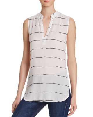 Bella Dahl Striped Sleeveless Henley Top