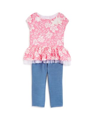 Pippa & Julie Infant Girls' Floral Jacquard Top & Leggings Set - Sizes 12-24 Months