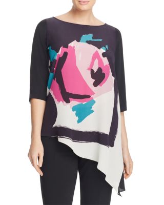 Marina Rinaldi Bacio Printed Asymmetric Blouse