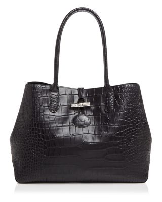 Longchamp Roseau Croc-Embossed Shoulder Tote