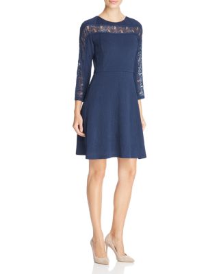 FINITY Lace Inset Fit and Flare Dress