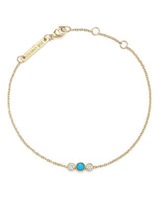 Zoë Chicco 14K Yellow Gold Bracelet with Bezel Set Turquoise and Diamonds