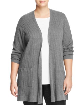 Eileen Fisher Plus Ribbed Merino Wool Cardigan