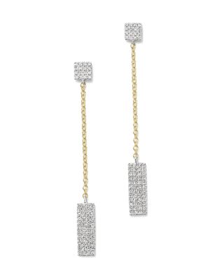 Meira T 14K Yellow and White Gold Diamond Rectangle Dangle Earrings