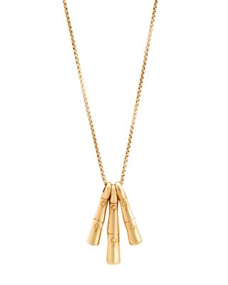 John Hardy 18K Yellow Gold Triple Bamboo Pendant Necklace, 16