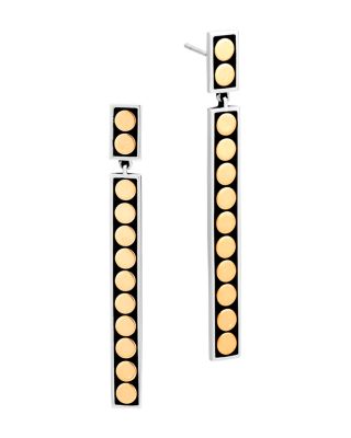 John Hardy 18K Yellow Gold and Sterling Silver Dot Drop Earrings