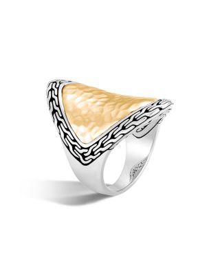 John Hardy 18K Yellow Gold and Sterling Silver Classic Chain Saddle Ring