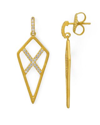 Freida Rothman Pavé Criss Cross Drop Earrings