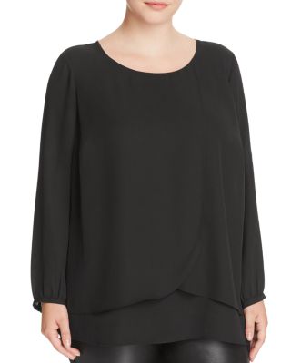 Daniel Rainn Plus Tiered Faux Wrap Top