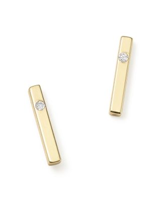 Zoë Chicco 14K Yellow Gold Bar Earrings with Diamonds