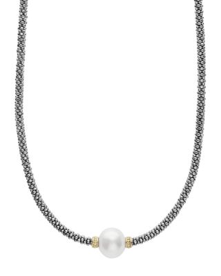 LAGOS 18K Gold and Sterling Silver Luna Rope Necklace with Cultured Freshwater Pearl, 16