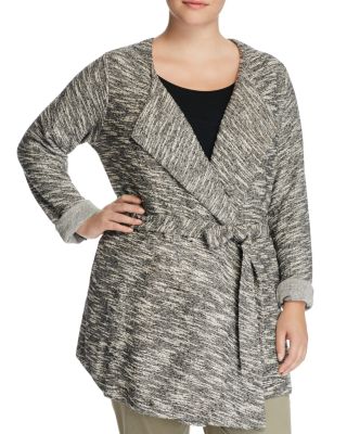 B Collection by Bobeau Curvy Brealyn Marled Tie Waist Cardigan