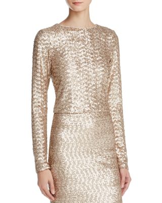 Alice and Olivia Lebell Sequin Crop Top