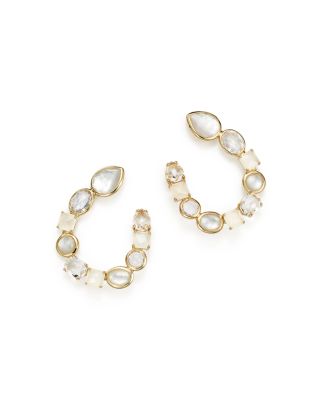 IPPOLITA 18K Yellow Gold Rock Candy® Moonstone and Mother-Of-Pearl Doublet Hoop Earrings in Flirt