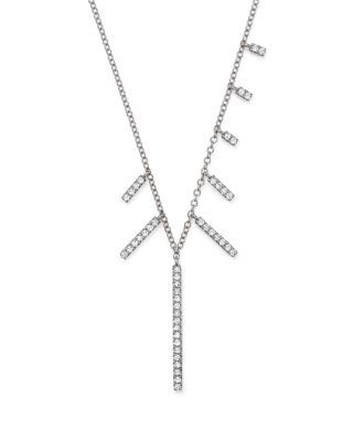 Meira T 14K White Gold Multi-Diamond Bar Dangle Necklace, 16