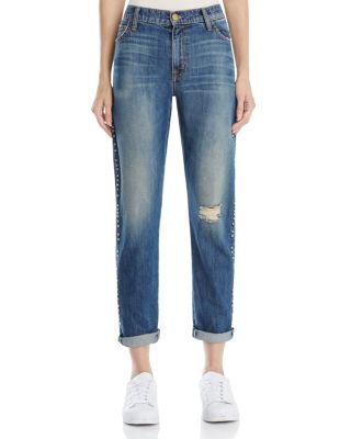 Current/Elliott The Fling Studded Boyfriend Jeans in Whiskey Destroy