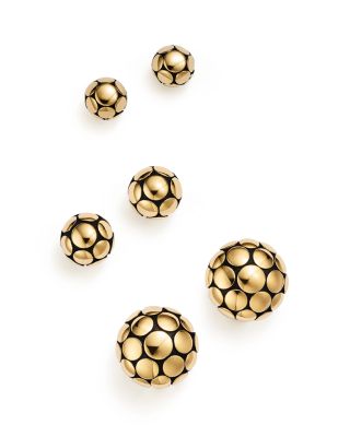 John Hardy 18K Yellow Gold and Sterling Silver Dot Ball Stud Earrings