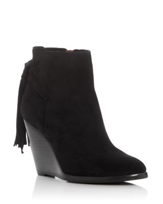 Frye Cece Tassel Lace Wedge Booties