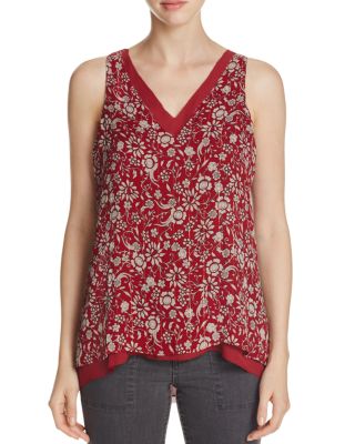 Sanctuary Rose Metallic Weave Floral Print Top