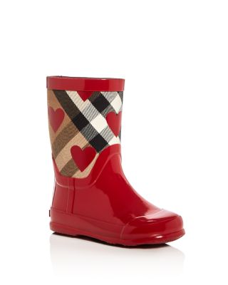 Burberry Girls' Ranmoore Heart Print Rain Boots - Walker, Toddler