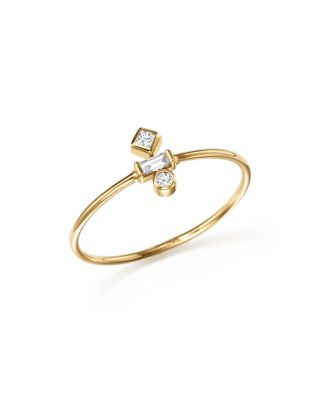 Zoë Chicco 14K Yellow Gold Princess, Baguette, and Round Diamond Ring