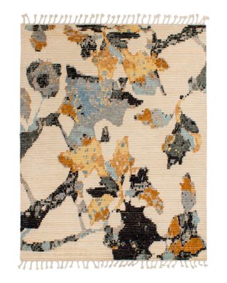 GRIT&ground Moroccan Floral Area Rug Collection - Cream/Black/Orange