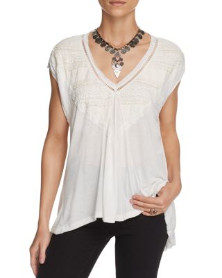 Free People Abigail Lace-Detail Tee