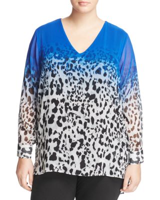 Calvin Klein Plus Animal Print High/Low Blouse