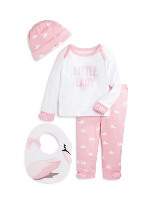 kate spade new york Infant Girls' Four Piece Swan Motif Gift Set - Sizes 3-9 Months