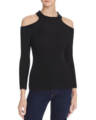 Vintage Havana Cold Shoulder Ribbed Sweater