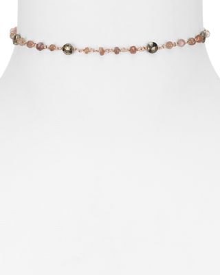 Ela Rae Diana Satellite Moonstone & Pyrite Choker Necklace, 12