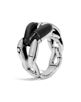 John Hardy Sterling Silver Bamboo Ring with Black Onyx