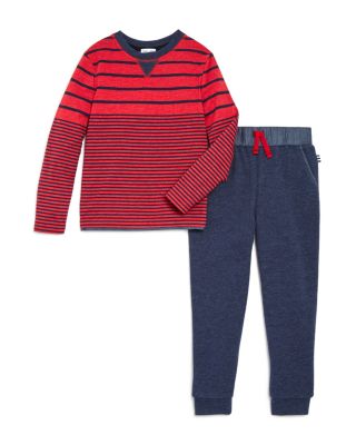 Splendid Boys' Woven Trim Striped Tee & French Terry Jogger Set - Sizes 2-7