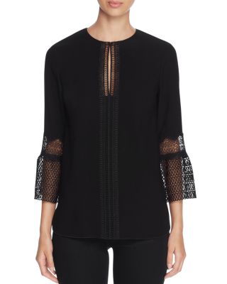 Elie Tahari Deena Lace Panel Silk Blouse - 100% Bloomingdale's Exclusive