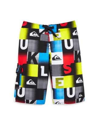 Quiksilver Boys' Checkerboard Letter & Logo Boardshorts - Sizes 24-30