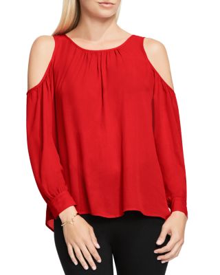 VINCE CAMUTO Shirred Cold Shoulder Blouse - 100% Bloomingdale's Exclusive