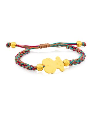 TOUS Bear Charm Knotted Cord Bracelet