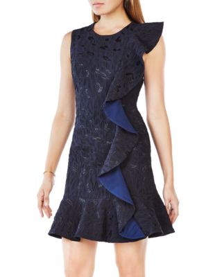 BCBGMAXAZRIA Leopard Jacquard Ruffled Dress