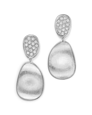 Marco Bicego 18K White Gold Lunaria Diamond Double Drop Earrings