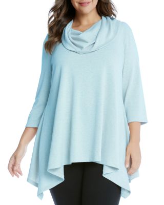 Karen Kane Plus Cowl Neck Handkerchief Top